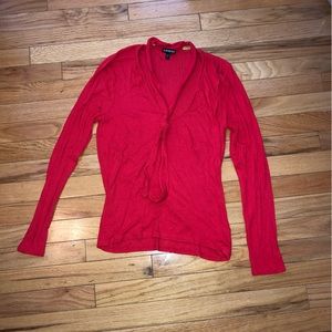 Red ribbed long sleeve top from Express